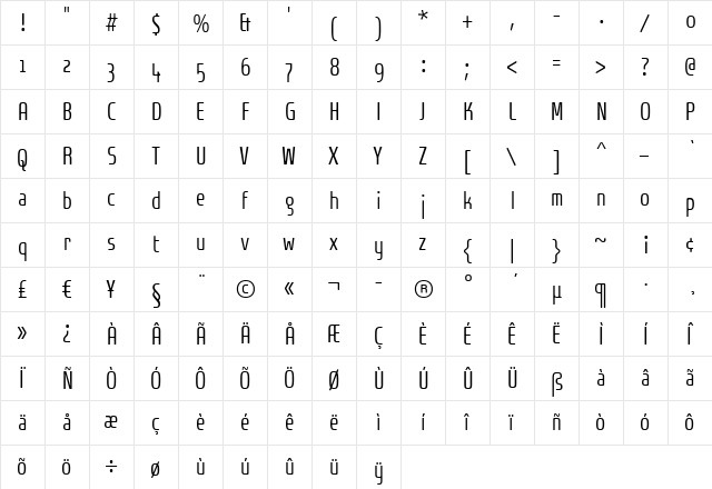 DieselisEconomic-Zero Regular  glyph index
