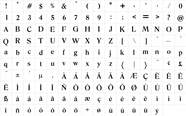OktaveMedium Regular  glyph index
