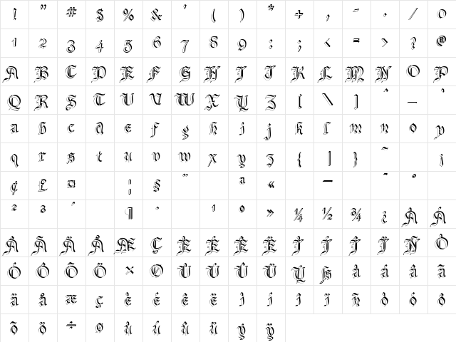 BeneCryptExtrude Regular  glyph index