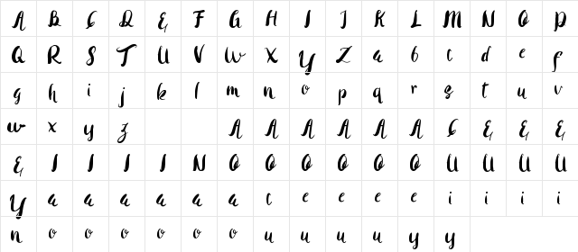 Rohman Demo Regular  glyph index