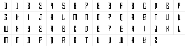 HawkClaw Regular  glyph index