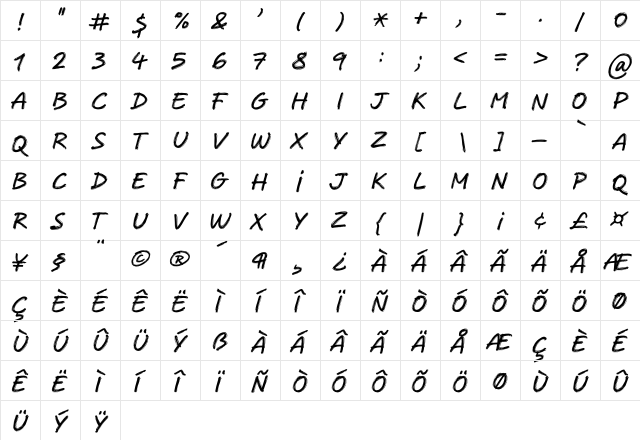 Crabmeal Regular  glyph index