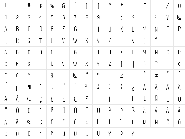 Cynapse Pro SC Regular  glyph index
