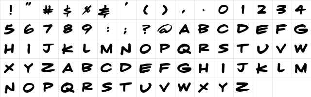 LHF Fast Caps Regular  glyph index