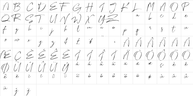 Australia Regular  glyph index