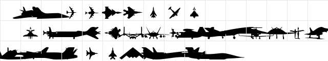 101! USAF Regular  glyph index