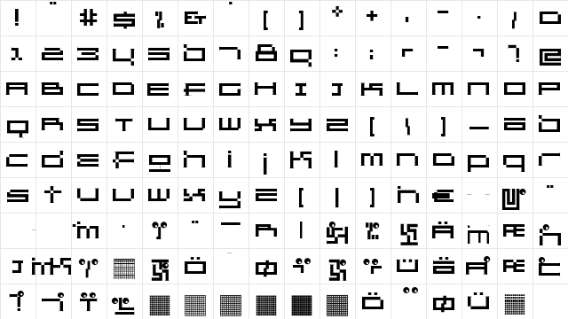 GridExerciseSerif Regular  glyph index