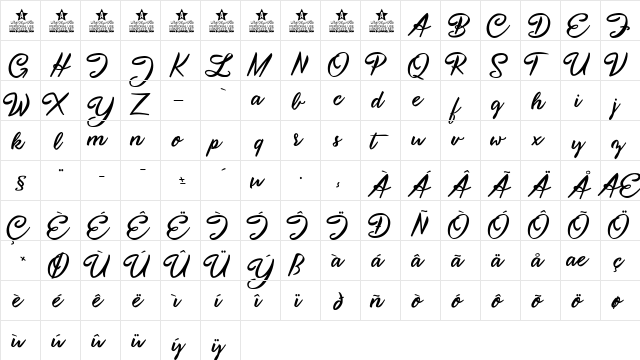Hello Beauty Personal Use Regular  glyph index