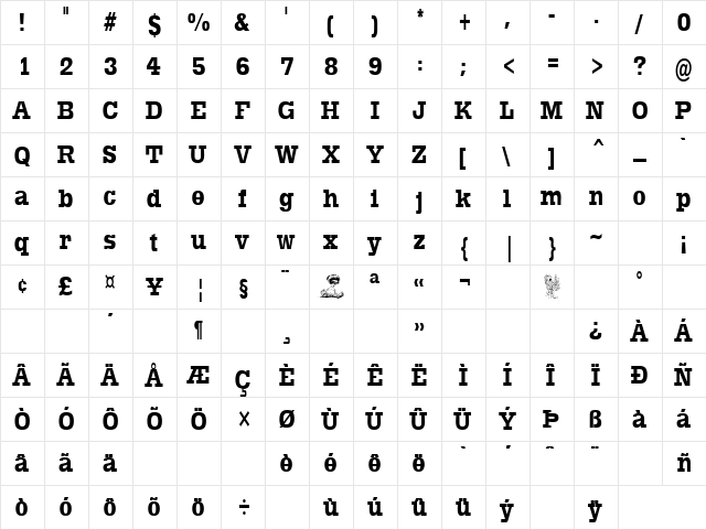Suck Shit Steinert Regular  glyph index