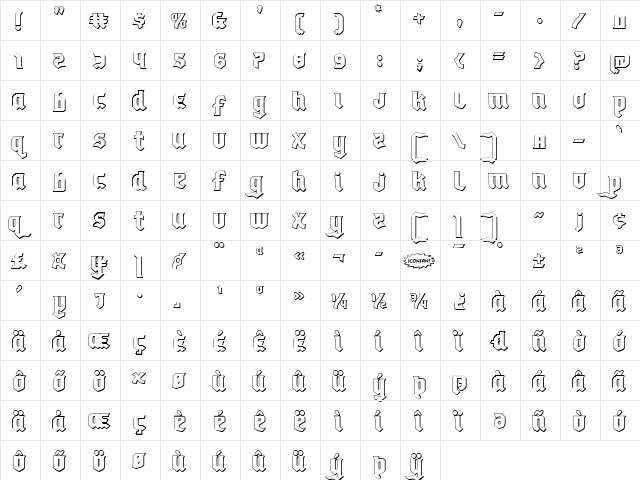 Empire Crown 3D Regular  glyph index