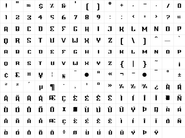 Blinddate A  glyph index