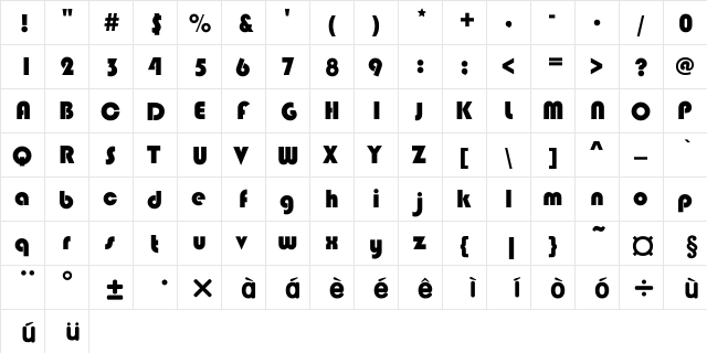 STHupo Regular  glyph index