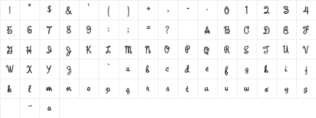 Rope MF Regular  glyph index