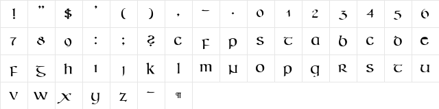 CallifontsF63PostScript Regular  glyph index