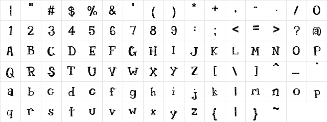 Polka Dot Regular  glyph index