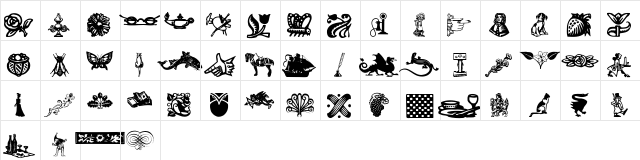Woodcut Ornaments Regular  glyph index