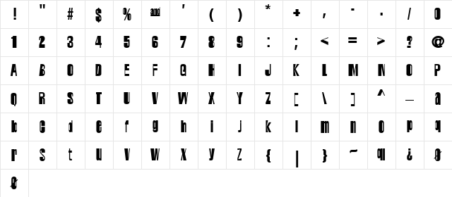 Black Distorted Regular  glyph index