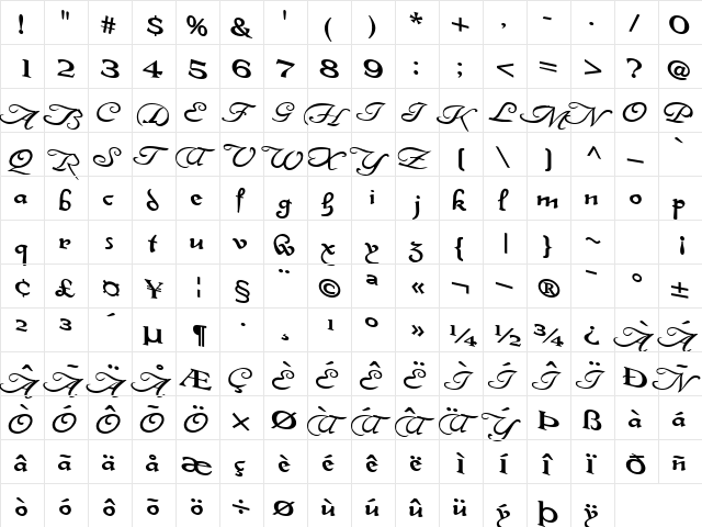 InterPlayText Bold  glyph index