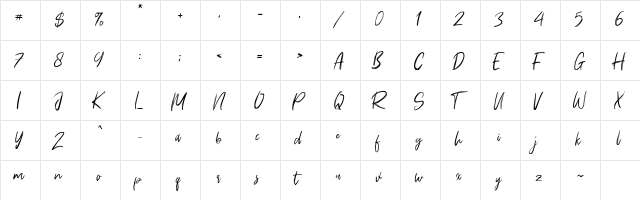 Young Robust Regular  glyph index