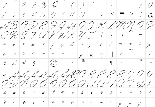 MarmaladeJF Regular  glyph index