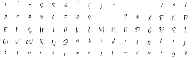 Sand Beach Regular  glyph index