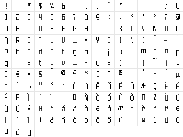 Proce55ing Bold  glyph index