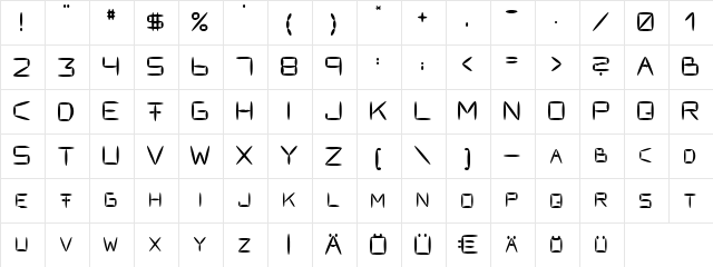 Fracksausen Regular  glyph index