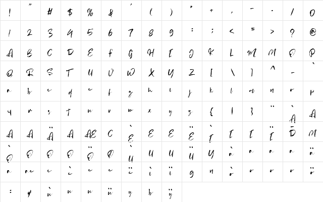 Aliters Regular  glyph index