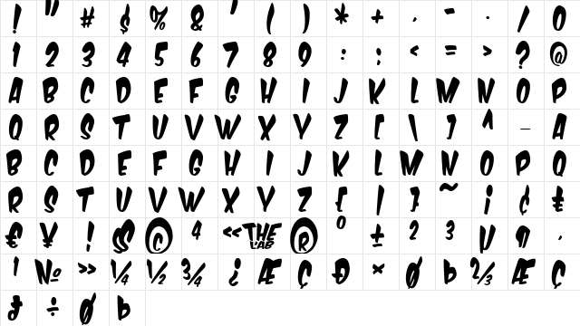 Komika Boogie Regular  glyph index