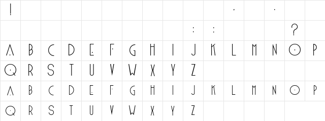 Pifencee Regular  glyph index