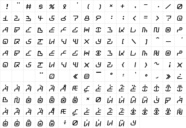 Airbag Street Regular  glyph index
