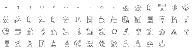 Liturgica Thin  glyph index