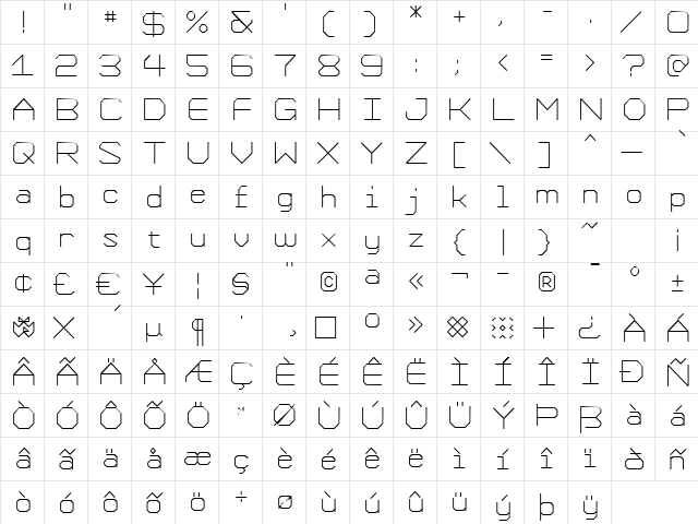 Formation Light  glyph index