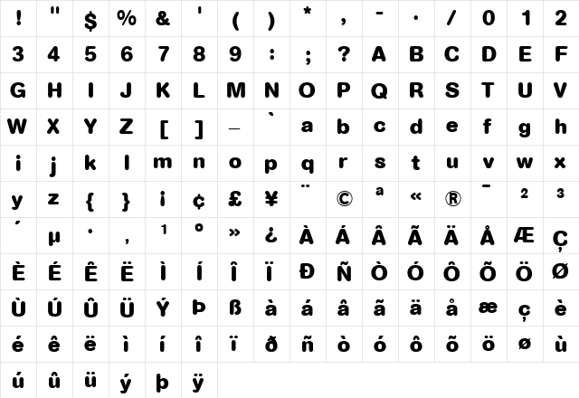 AG Book Rounded Regular  glyph index