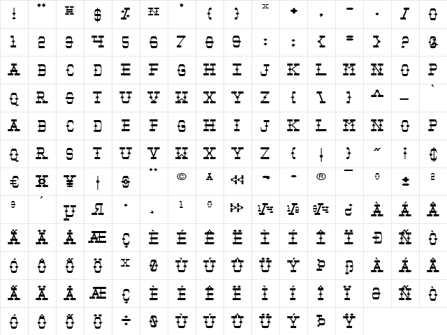 Tombstone Expanded Expanded  glyph index