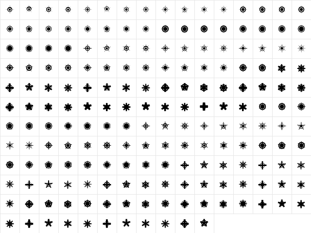 Jiraijirai Regular  glyph index