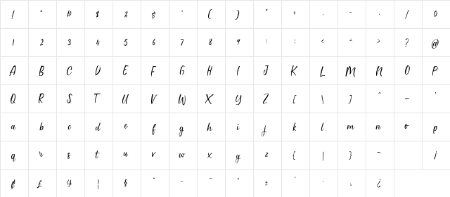 Gallilea Regular  glyph index