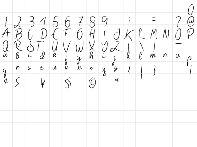 Pecattes Regular  glyph index