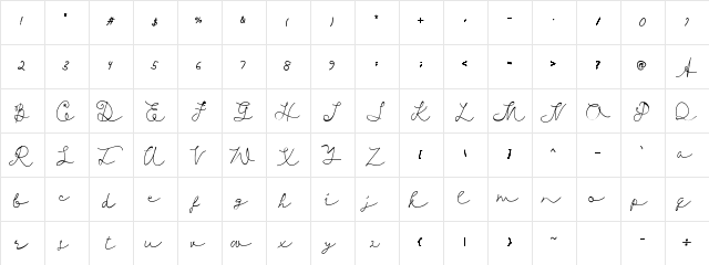 Hananiah Regular  glyph index
