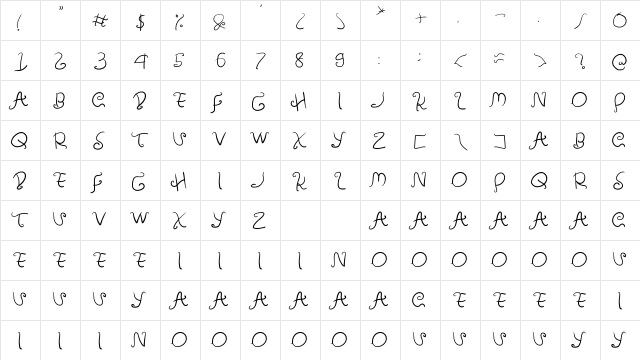 Amulman Regular  glyph index