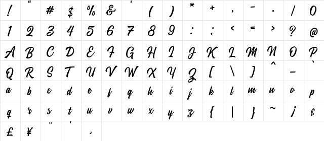 Stanley Demo Regular  glyph index