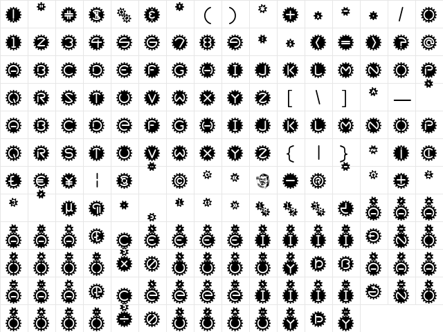 GearBox Regular  glyph index