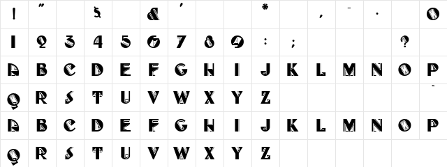 Woogie Regular  glyph index
