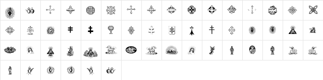 Laus Sus Cris Regular  glyph index