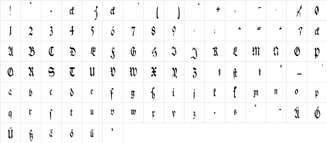Schwaben Alt Thin Thin  glyph index