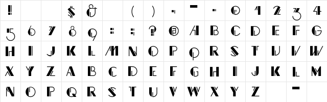 Rocodecoco Regular  glyph index