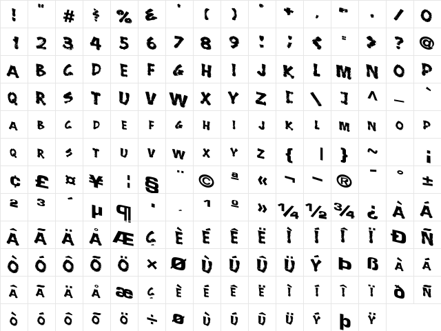 Power Regular  glyph index