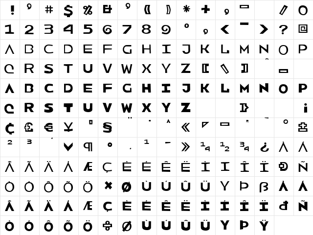 Bfrika 2Tone One  glyph index