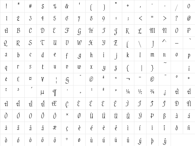 ElicitSSK Regular  glyph index