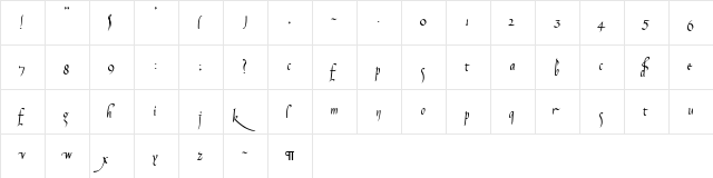 CallifontsF54PostScript Regular  glyph index